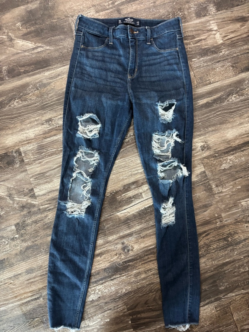 Hollister Dark Blue Distressed Skinny Jeans